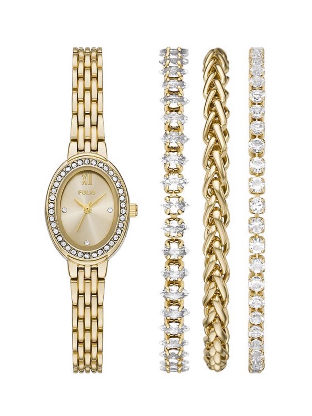 Folio Women's Small Oval Watch Bracelet
Set Gold - 21 mm New
